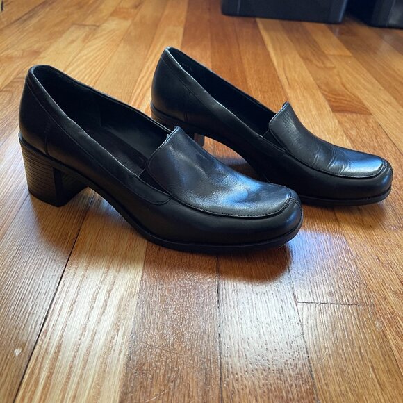 croft & barrow Shoes - Croft & Barrow Chantal Black Leather Loafers Womens Size 8, 2” Heel
